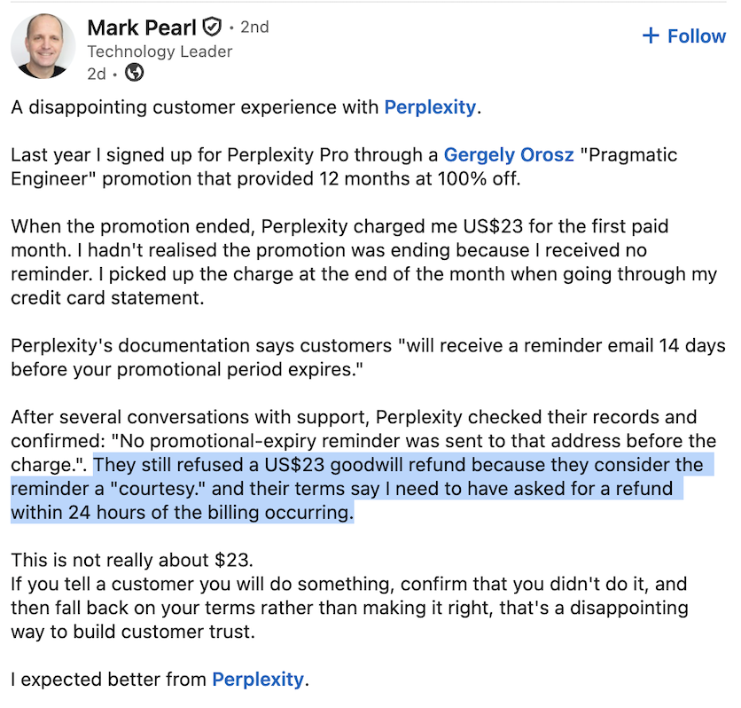 Perplexity CEO 承认推广活动失误并承诺升级客服系统 配图