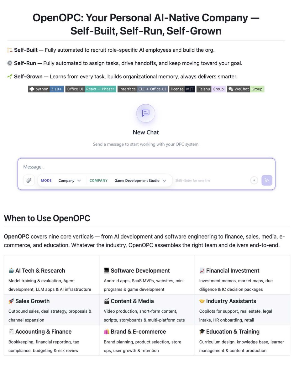 Chao Huang 开源多智能体框架 OpenOPC，助力构建 AI 原生“一人公司” 配图