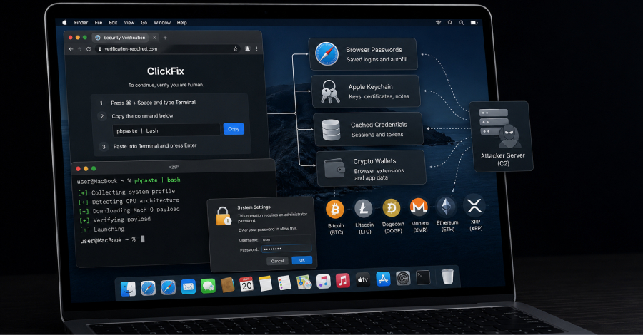 macOS 出现 ClickFix 恶意软件，可通过终端命令窃取加密钱包与凭证 配图