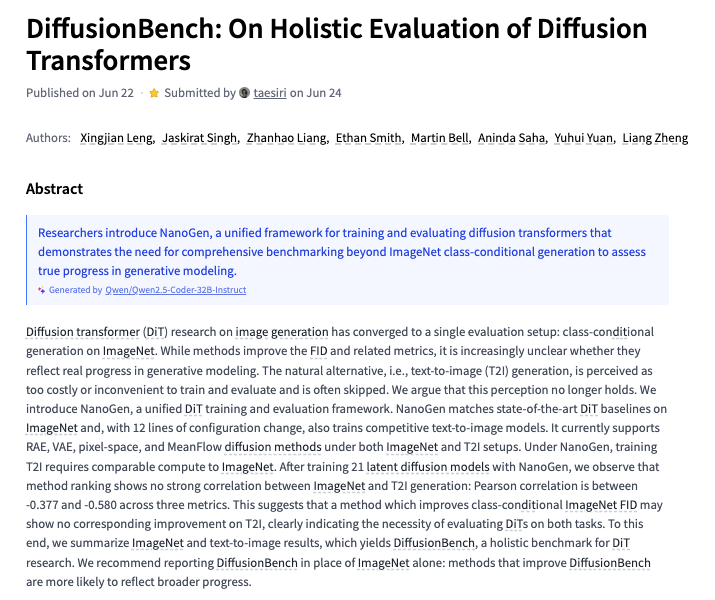 扩散变换器全面评估基准 DiffusionBench 发布 配图
