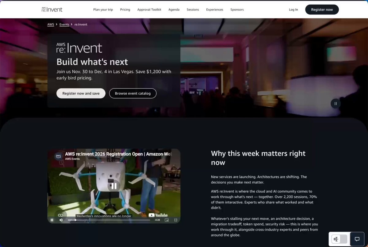 AWS re:Invent 2026 完整日程公布及早鸟票即将截止 配图