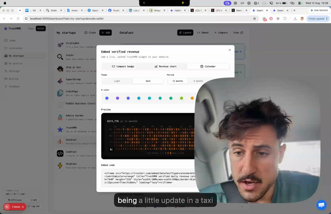 Marc Lou 为 trustmrr 推出可嵌入营收视图与截图分享功能 配图