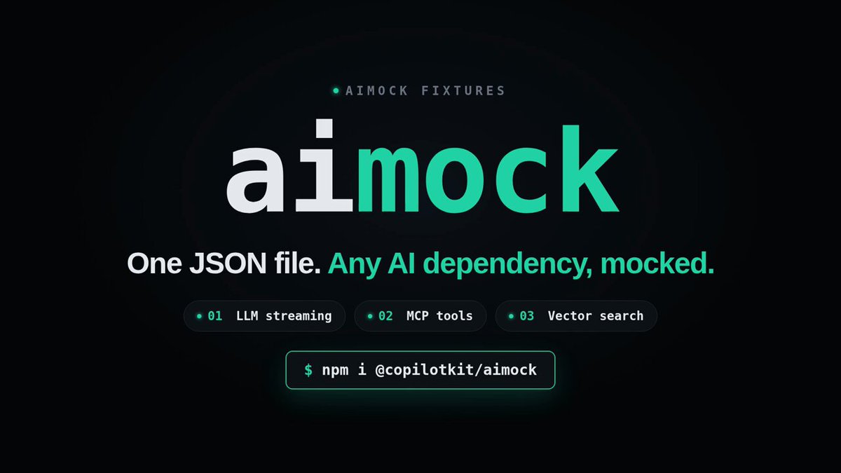 开源 AI 测试模拟工具 aimock 周安装量突破 100 万次 配图