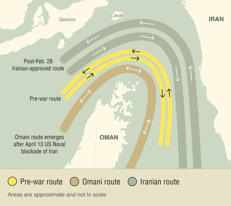受冲突影响，霍尔木兹海峡传统航道如今空无一人 配图