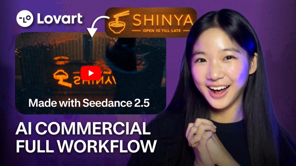 Lovart AI 展示使用 Seedance 2.5 生成品牌及影片案例 配图
