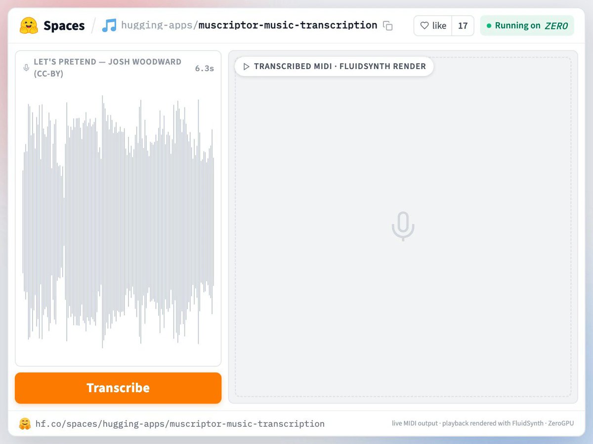 音频转多轨MIDI模型Muscriptor上线Hugging Face Spaces 配图