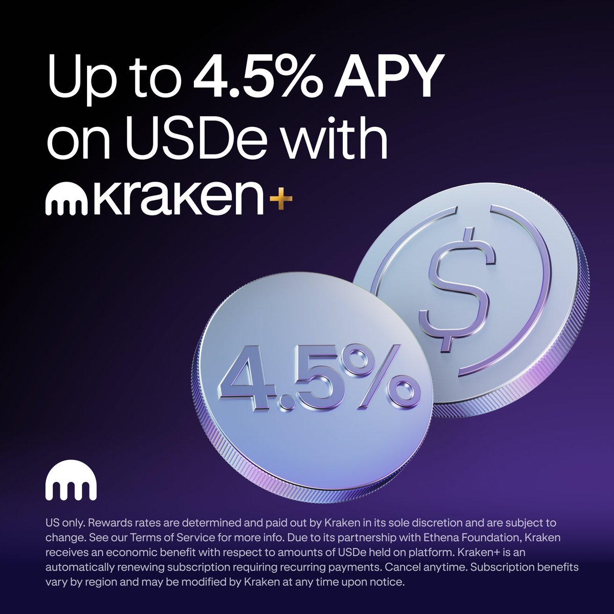 Kraken 面向美国 Kraken+ 用户推出 USDe 自动赚取功能 配图