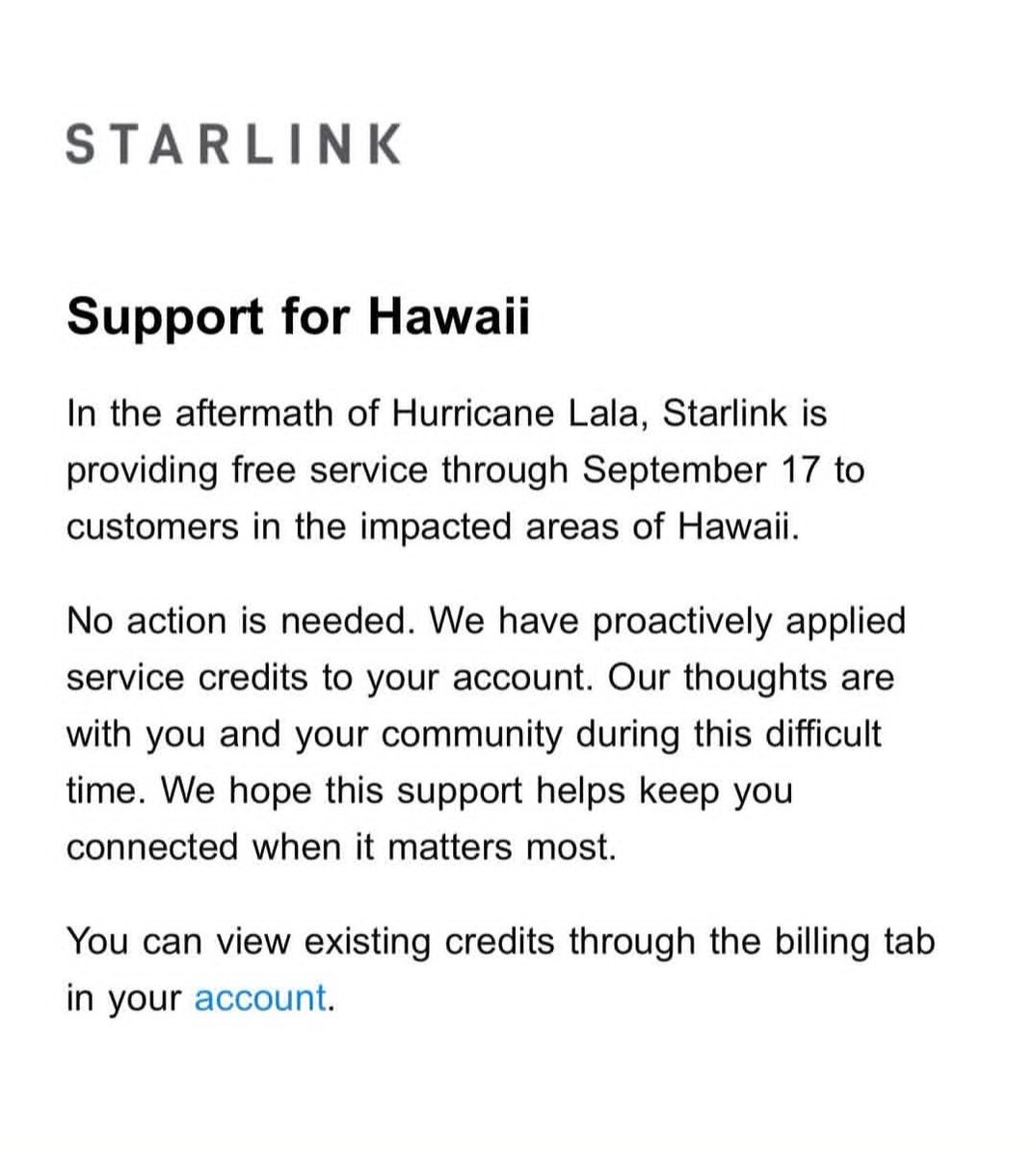 Starlink将为飓风拉拉影响的夏威夷客户提供免费网络 配图