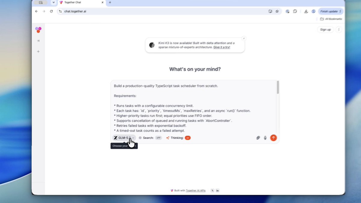Together Chat 免费上线 Kimi K3 模型测试入口 配图
