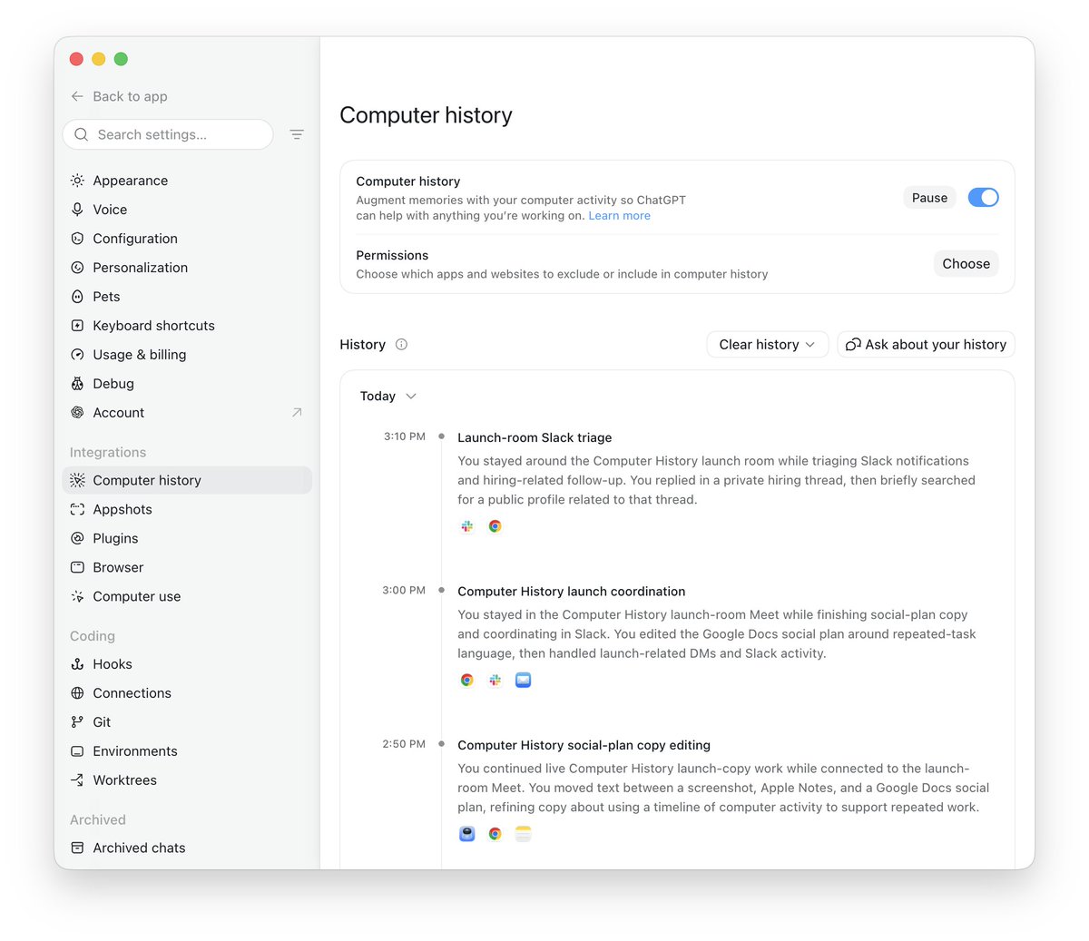 ChatGPT 针对 Computer History 功能发布隐私控制说明 配图
