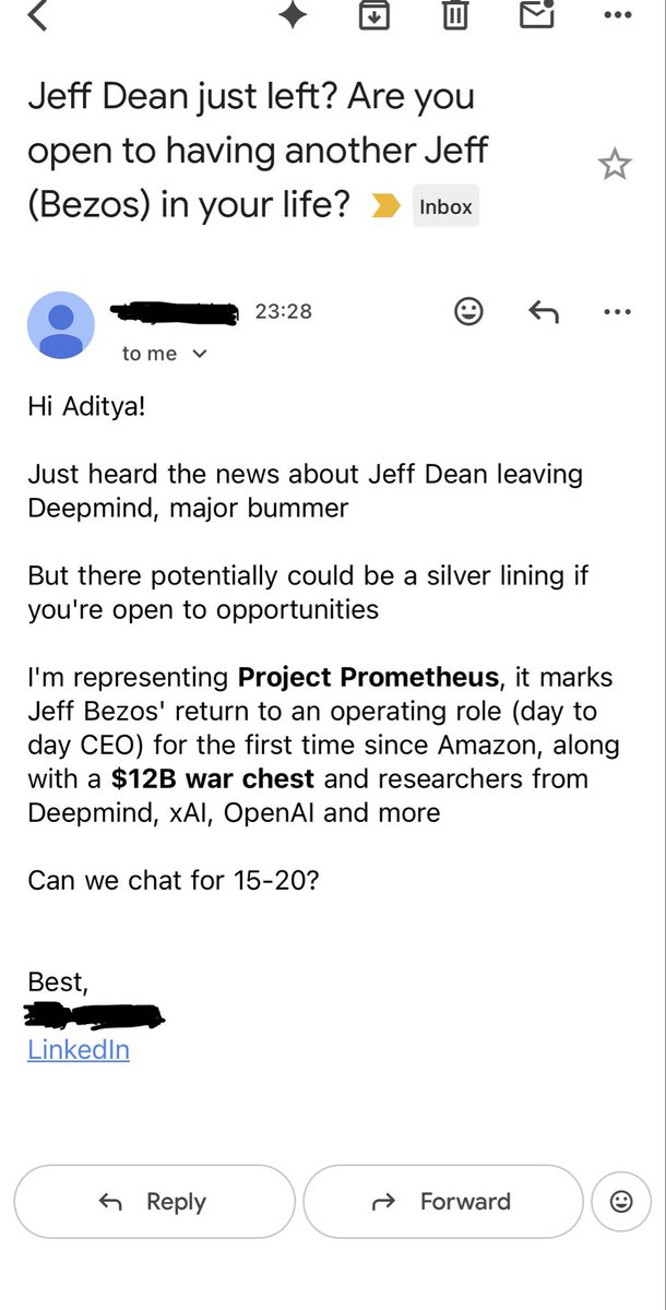Jeff Dean离职消息刚公开，招聘人员已迅速发送定制邮件 配图