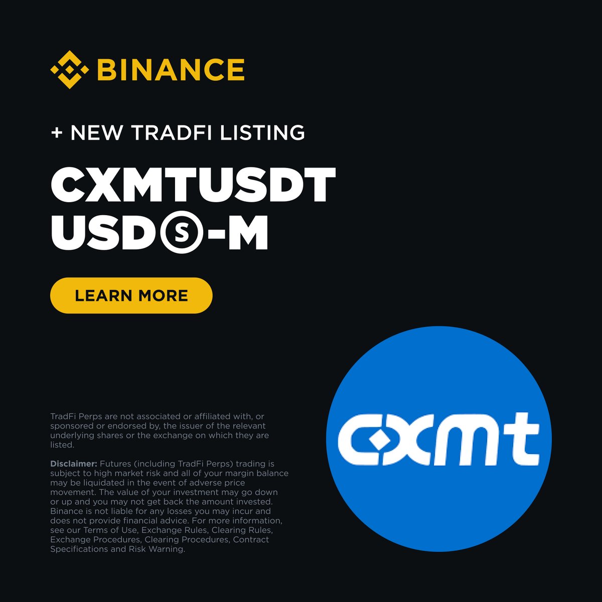 币安合约即将上线 CXMT 传统金融永续合约，最高 20 倍杠杆 配图