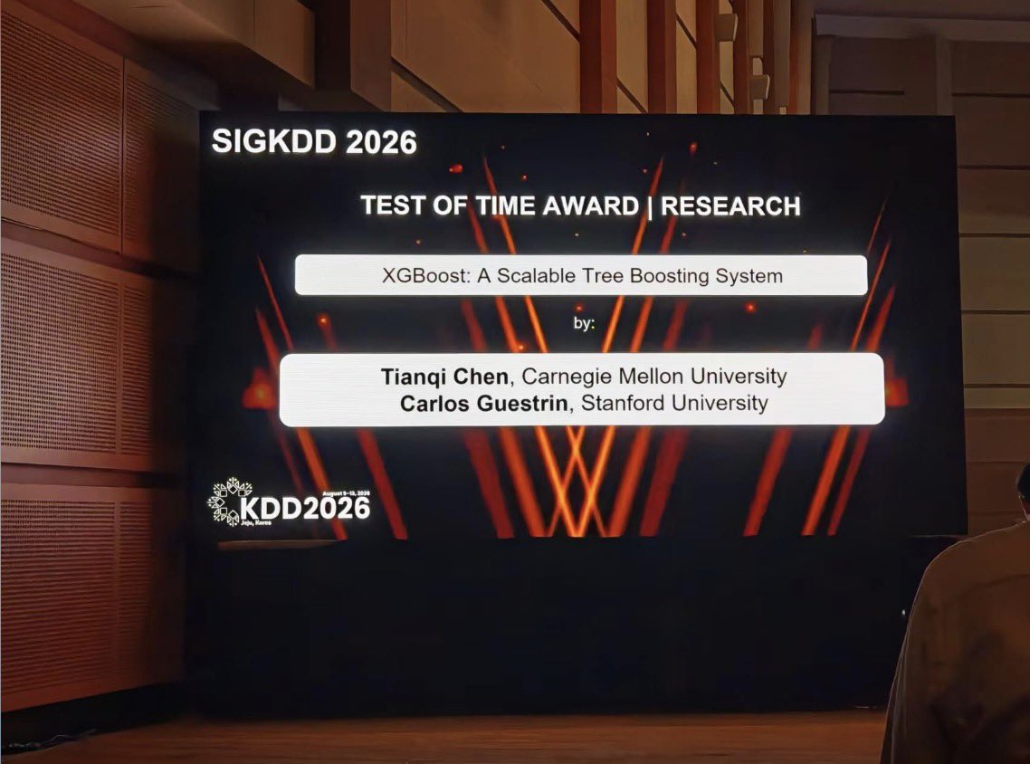 XGBoost论文荣获KDD 2026时间检验奖 配图