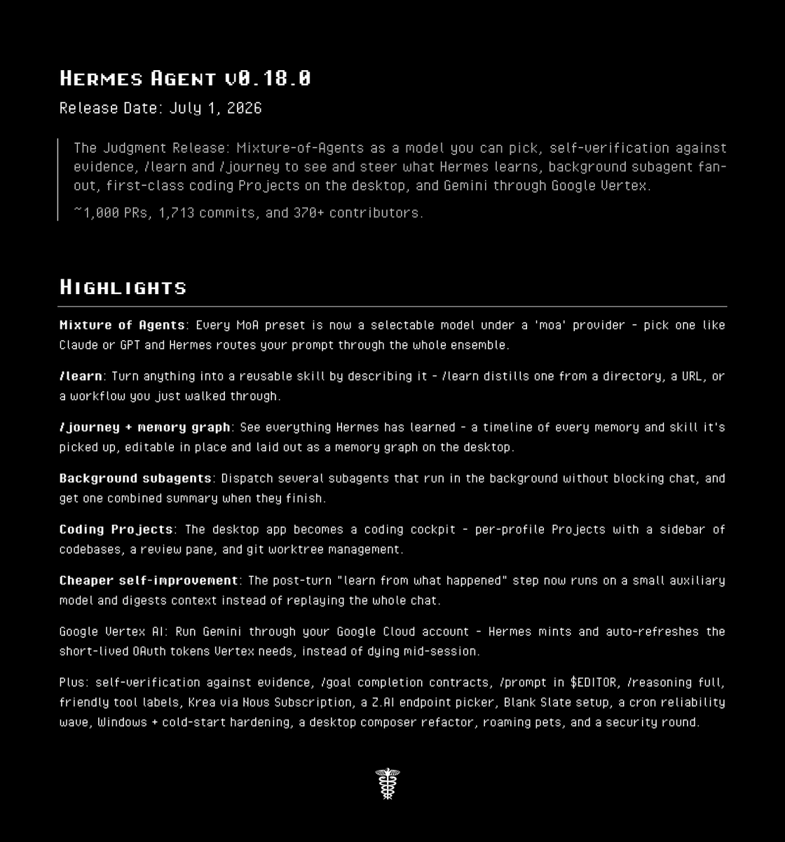 Nous Research 发布 Hermes Agent 新版本更新 配图