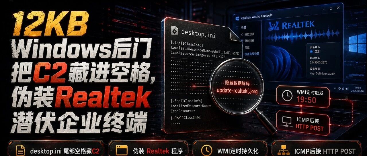 Gen Digital发现12KB隐蔽Windows后门，利用空格编码C2地址 配图