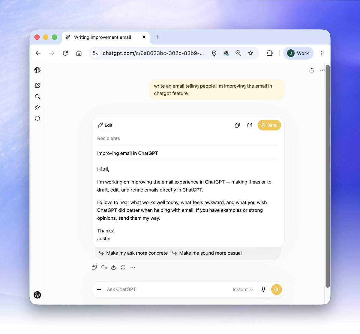 ChatGPT邮件发送功能引发用户反馈征集 配图